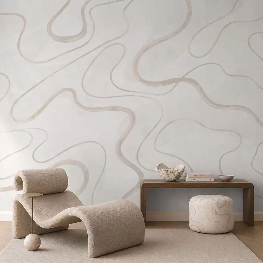 wall murals Abstract flowing lines on a light background w05726