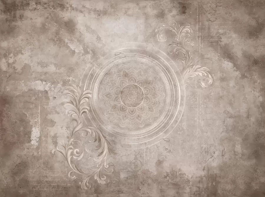 wall murals Ornamental circular pattern on a textured background w05727