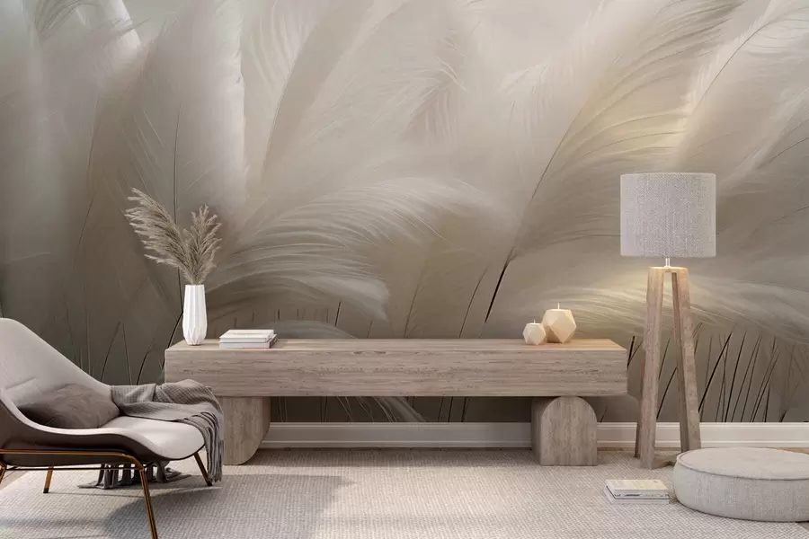 wall murals Delicate waves of pampas grass w05717