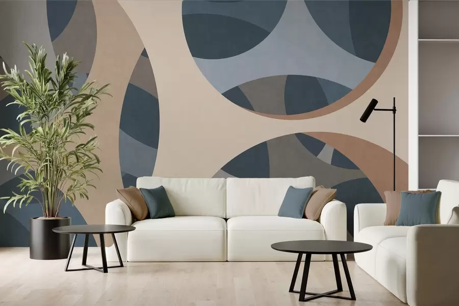 wall murals contemporary textural abstraction in shades of blue and beige w05751