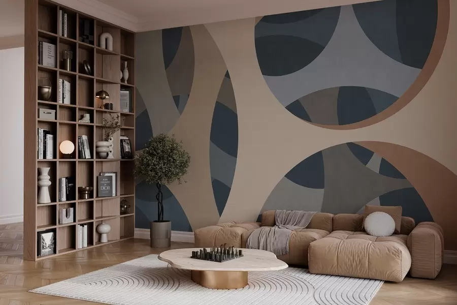 wall murals contemporary textural abstraction in shades of blue and beige w05751