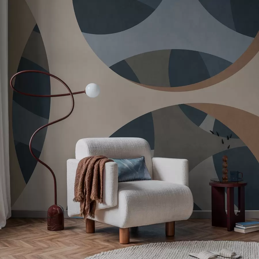 wall murals contemporary textural abstraction in shades of blue and beige w05751