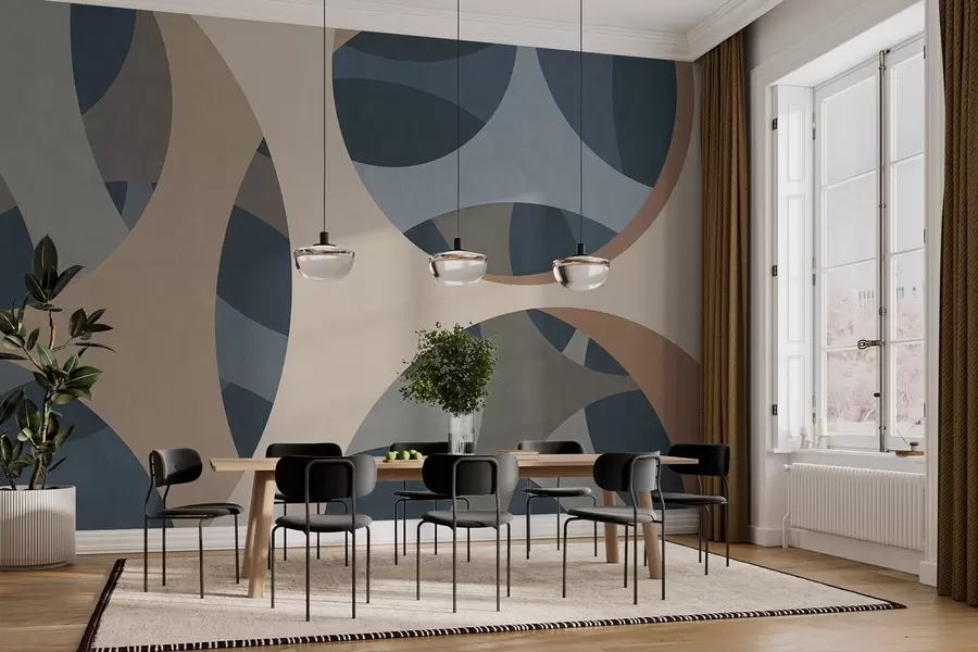 wall murals contemporary textural abstraction in shades of blue and beige w05751