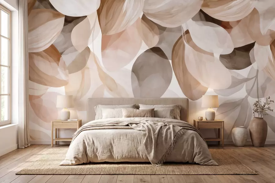 wall murals Beige hanging leaves in watercolor style w09923