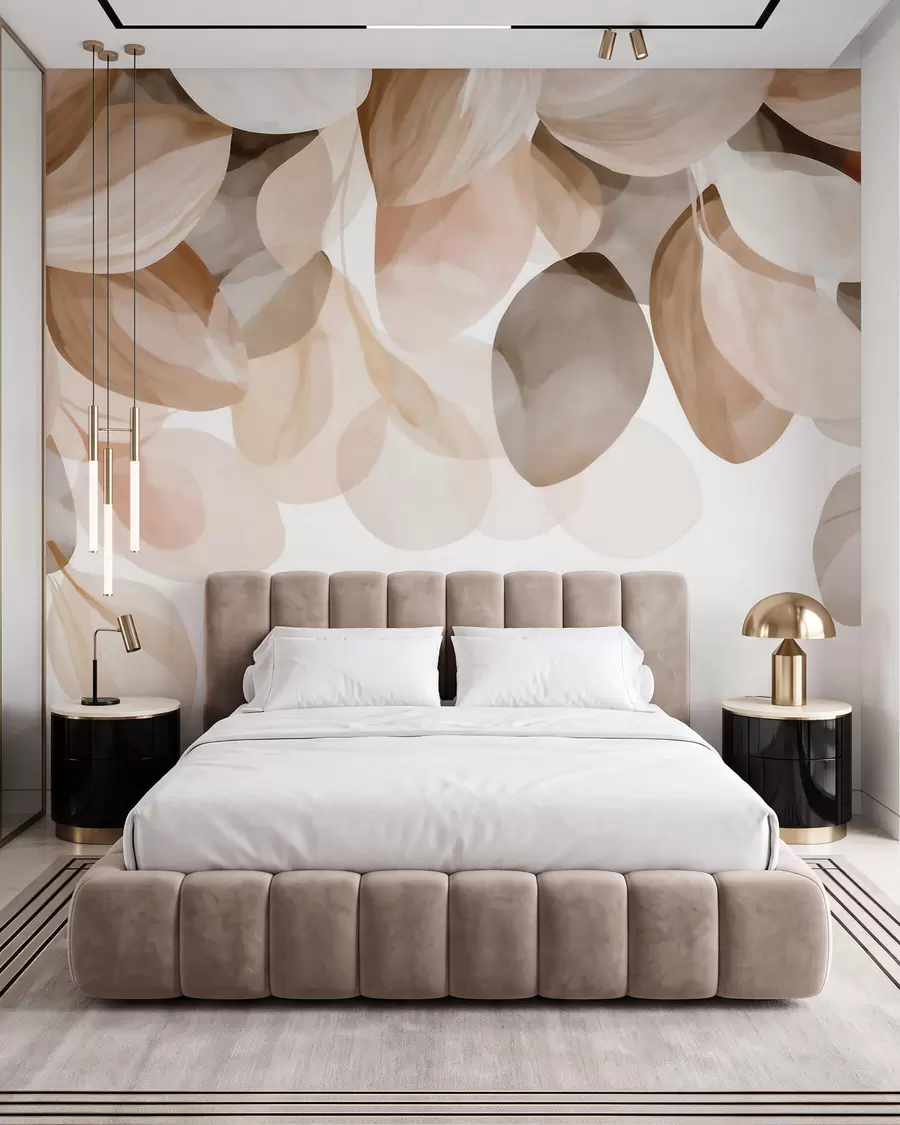 wall murals Beige hanging leaves in watercolor style w09923
