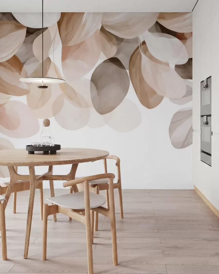 wall murals Beige hanging leaves in watercolor style w09923