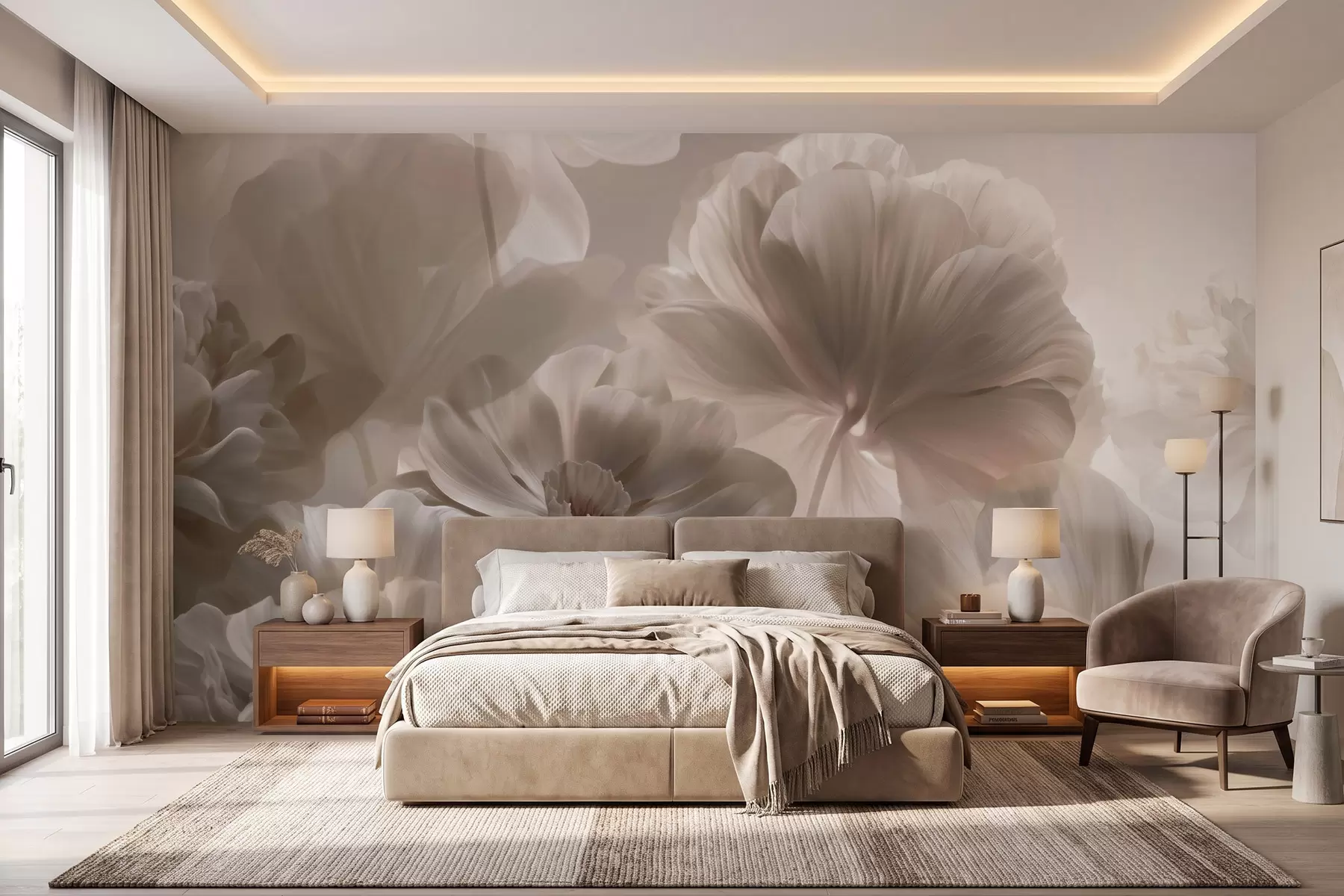 wall murals Abstract cream magnolia petals w09937