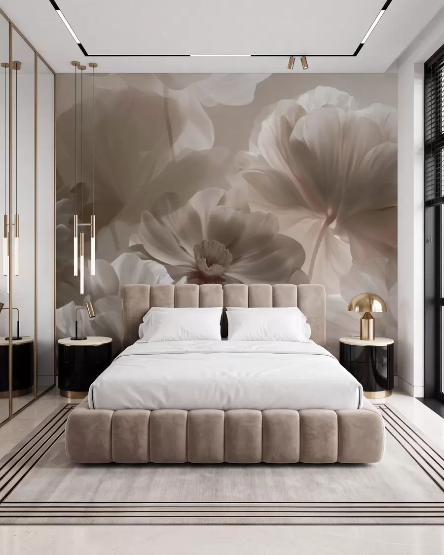 wall murals Abstract cream magnolia petals w09937