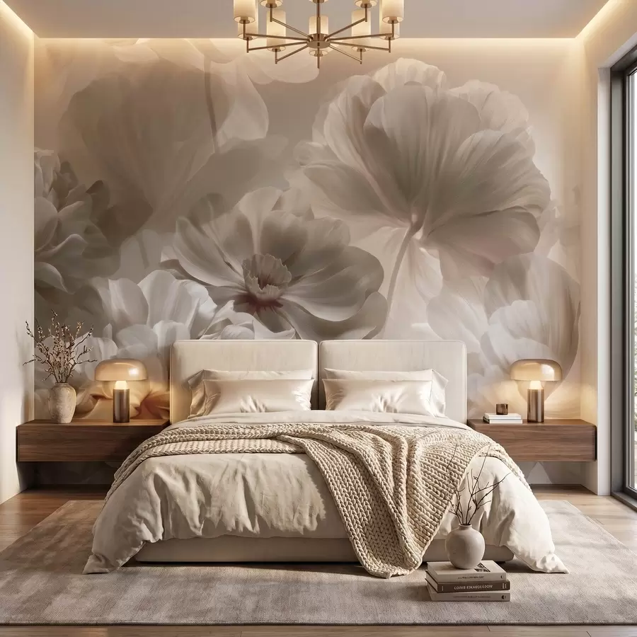 wall murals Abstract cream magnolia petals w09937