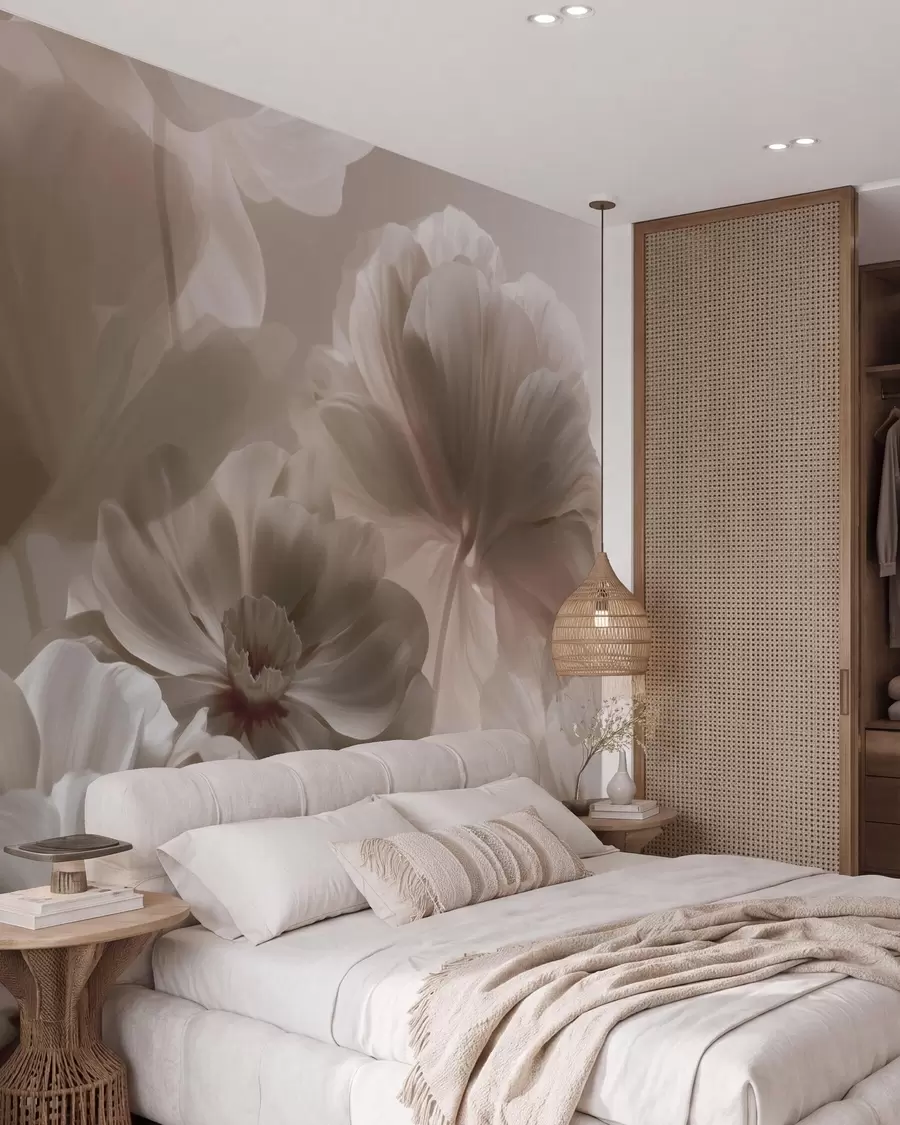 wall murals Abstract cream magnolia petals w09937