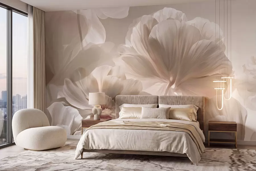 wall murals Abstract cream magnolia petals w09937