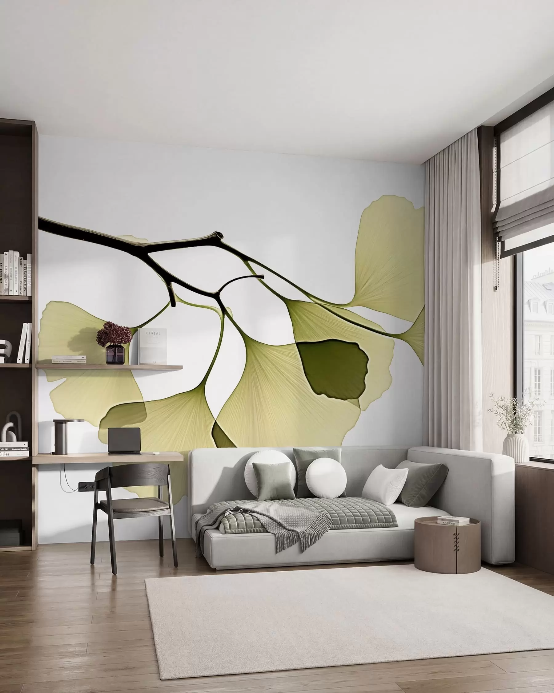 wall murals Ginkgo Fan Leaves w09968