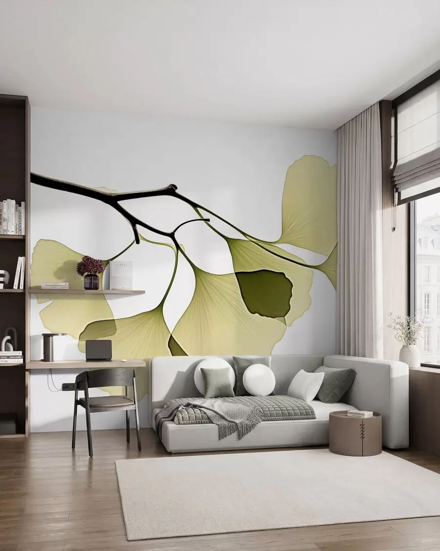 wall murals Ginkgo Fan Leaves w09968