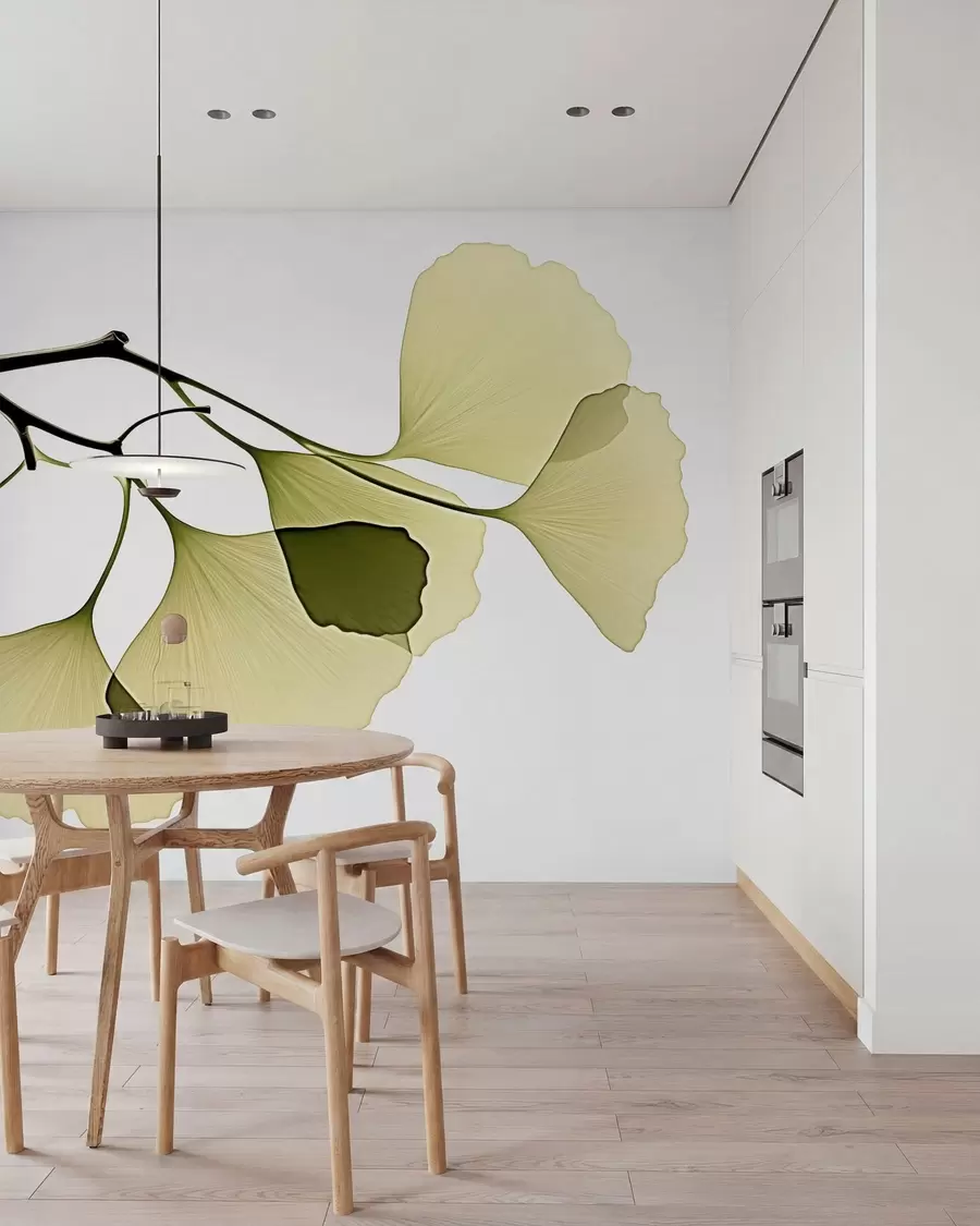 wall murals Ginkgo Fan Leaves w09968