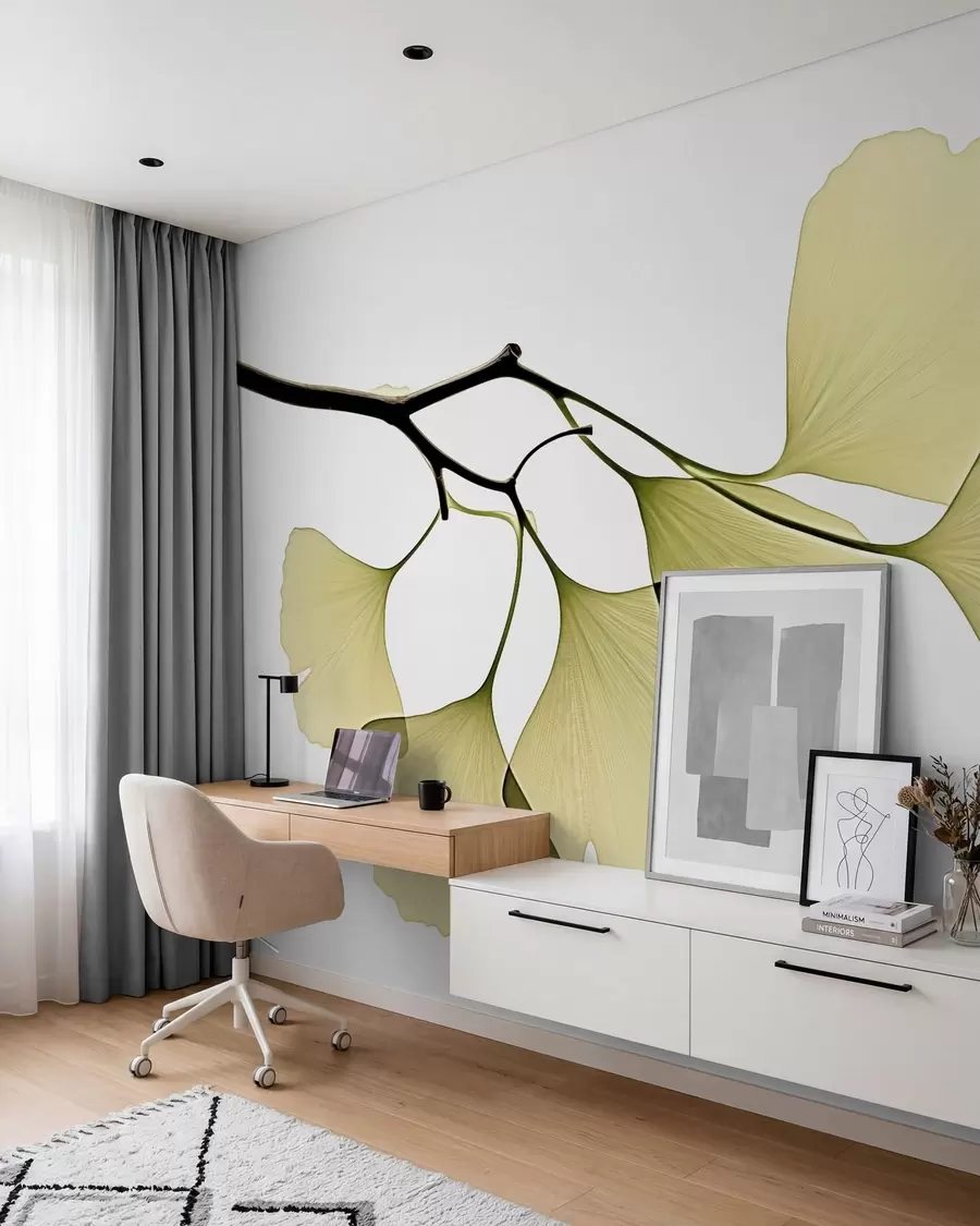 wall murals Ginkgo Fan Leaves w09968