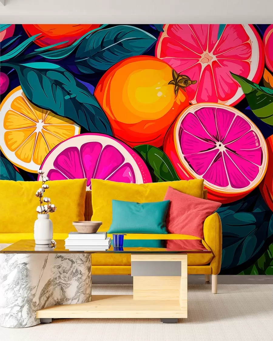 wall murals Fruit, oranges, lemons w05761