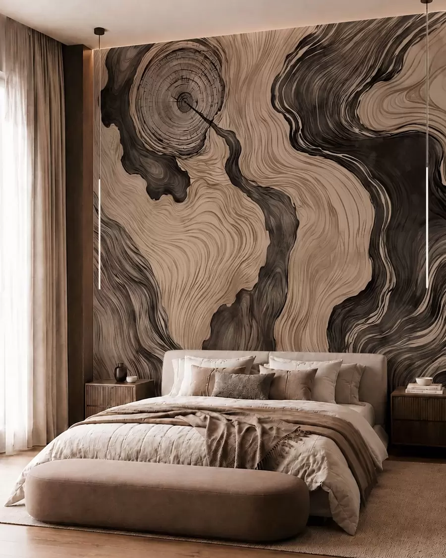 wall murals An abstract pattern with a linear woodgrain design w05729