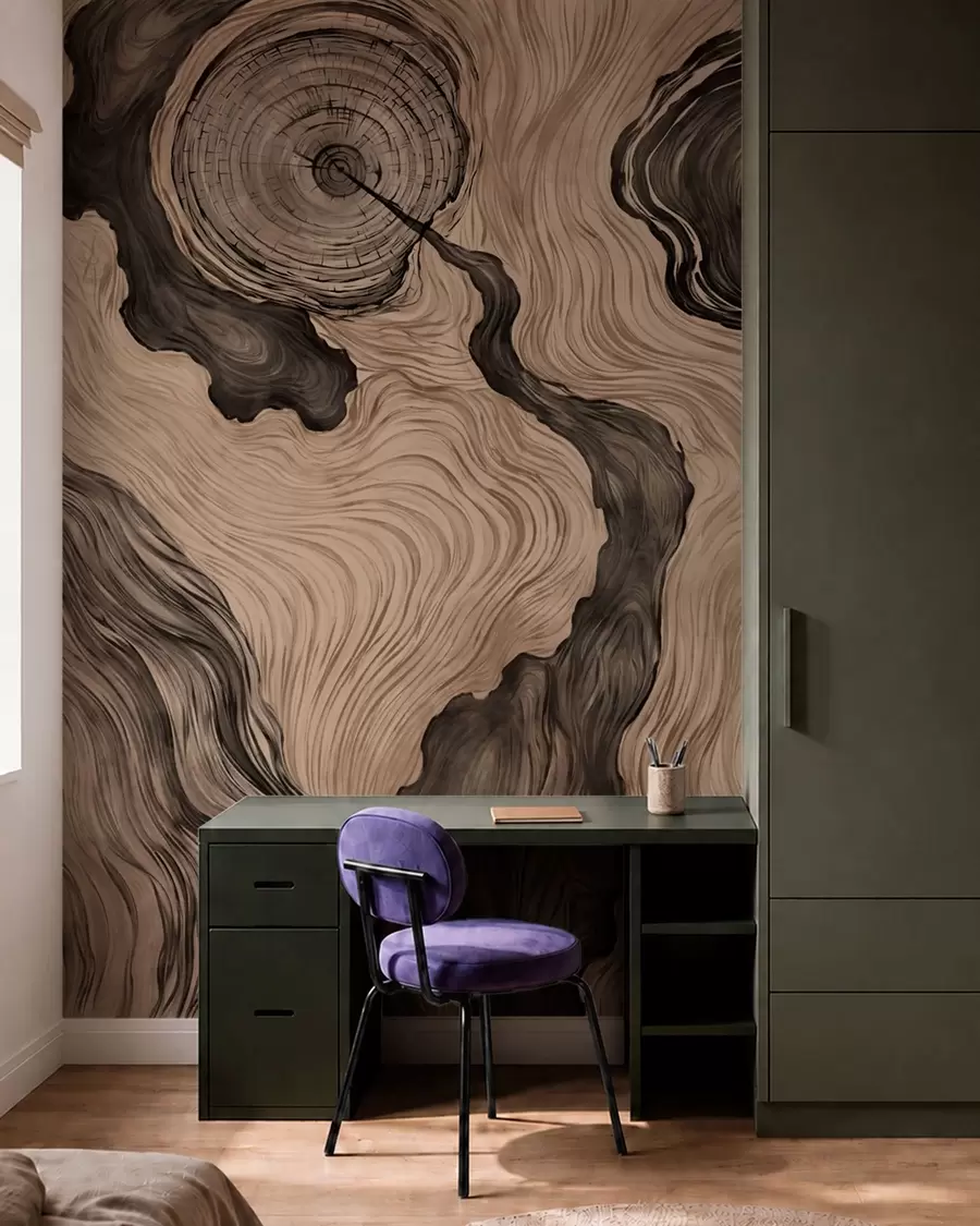 wall murals An abstract pattern with a linear woodgrain design w05729