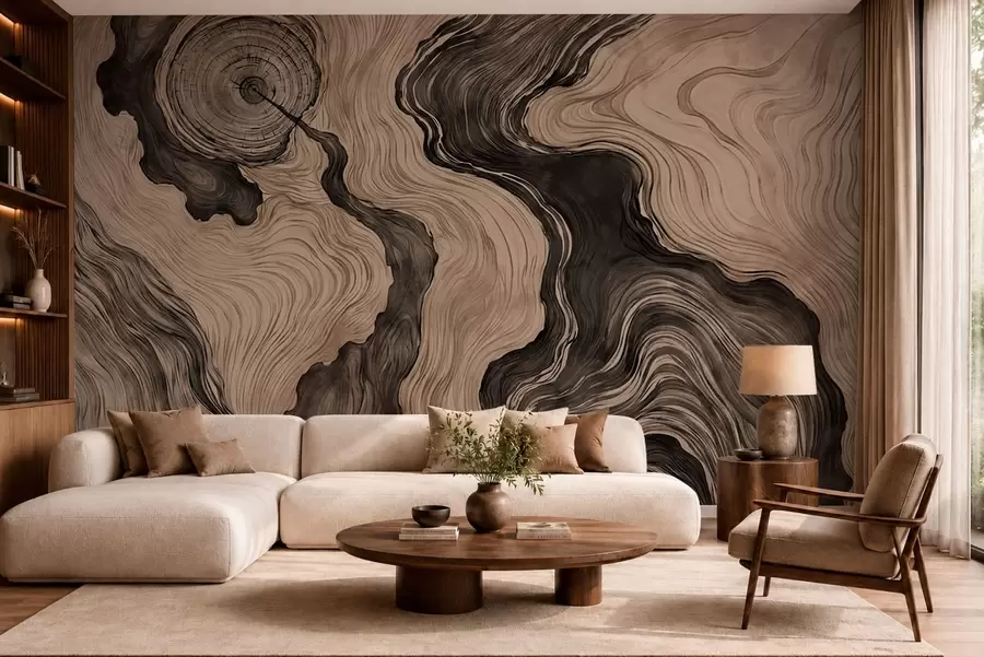 wall murals An abstract pattern with a linear woodgrain design w05729