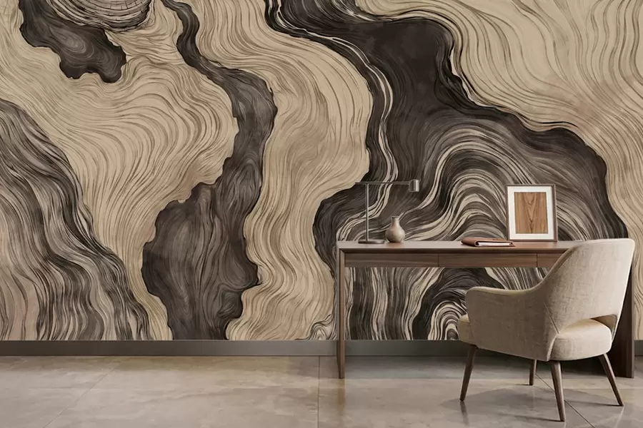 wall murals An abstract pattern with a linear woodgrain design w05729