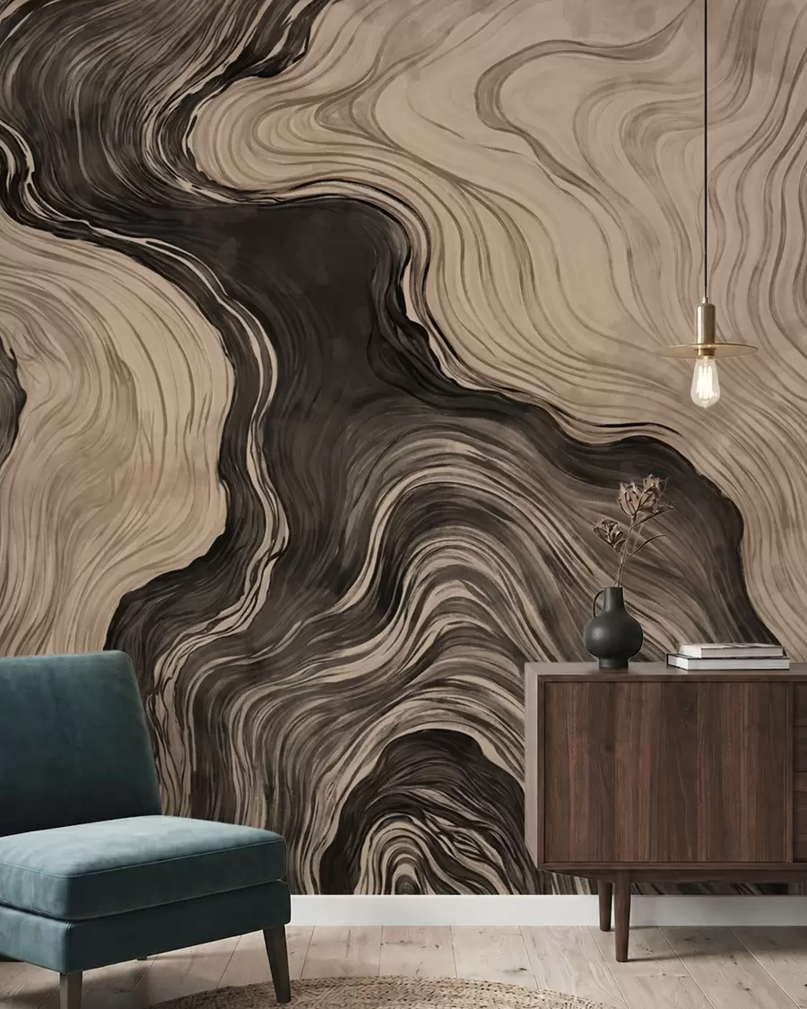 wall murals An abstract pattern with a linear woodgrain design w05729