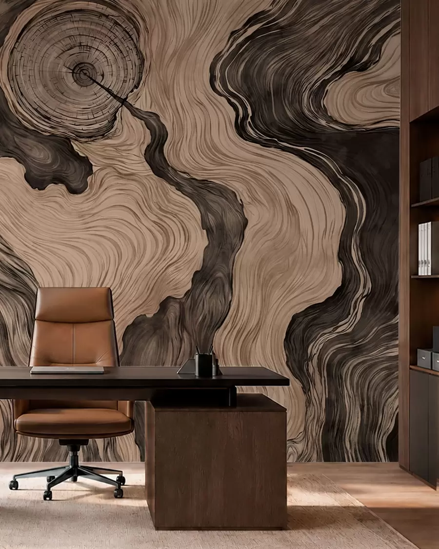 wall murals An abstract pattern with a linear woodgrain design w05729