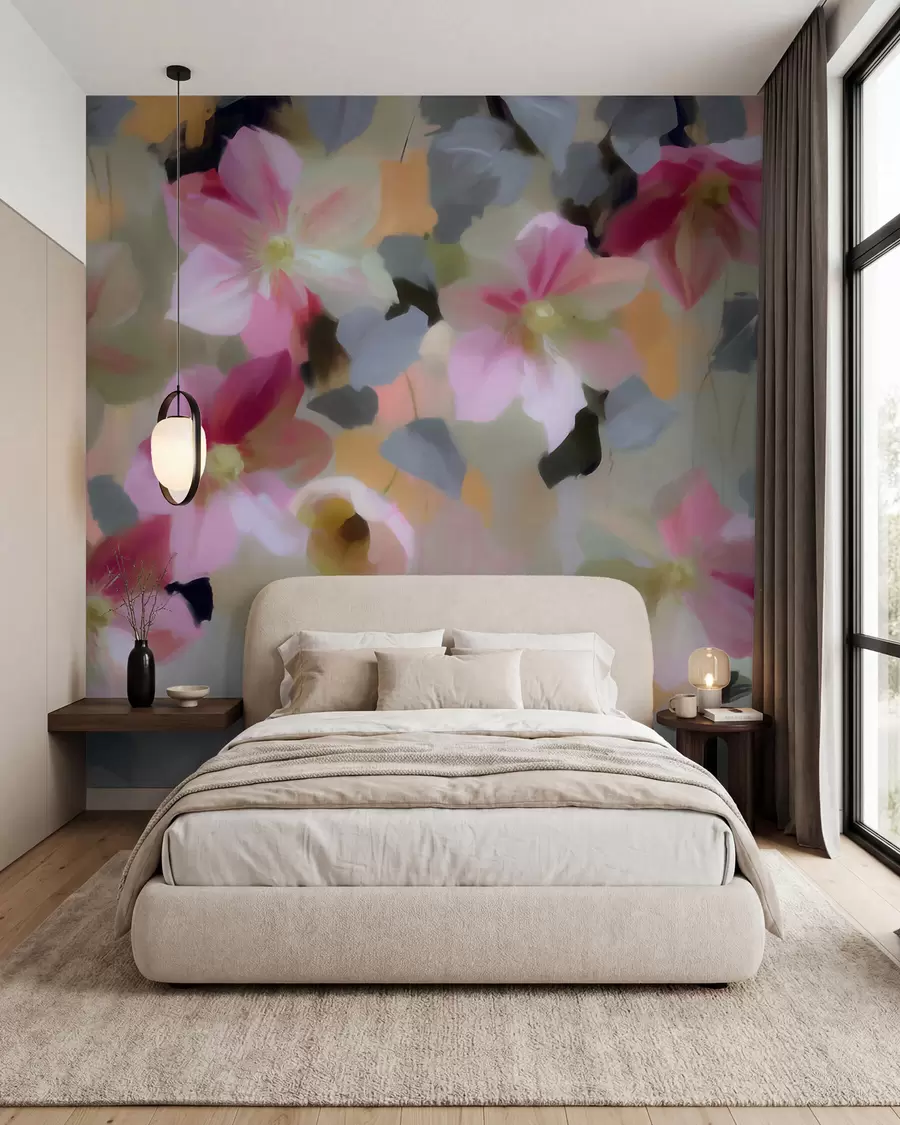 wall murals Bright and airy composition with hanging flowers in watercolor style w09931