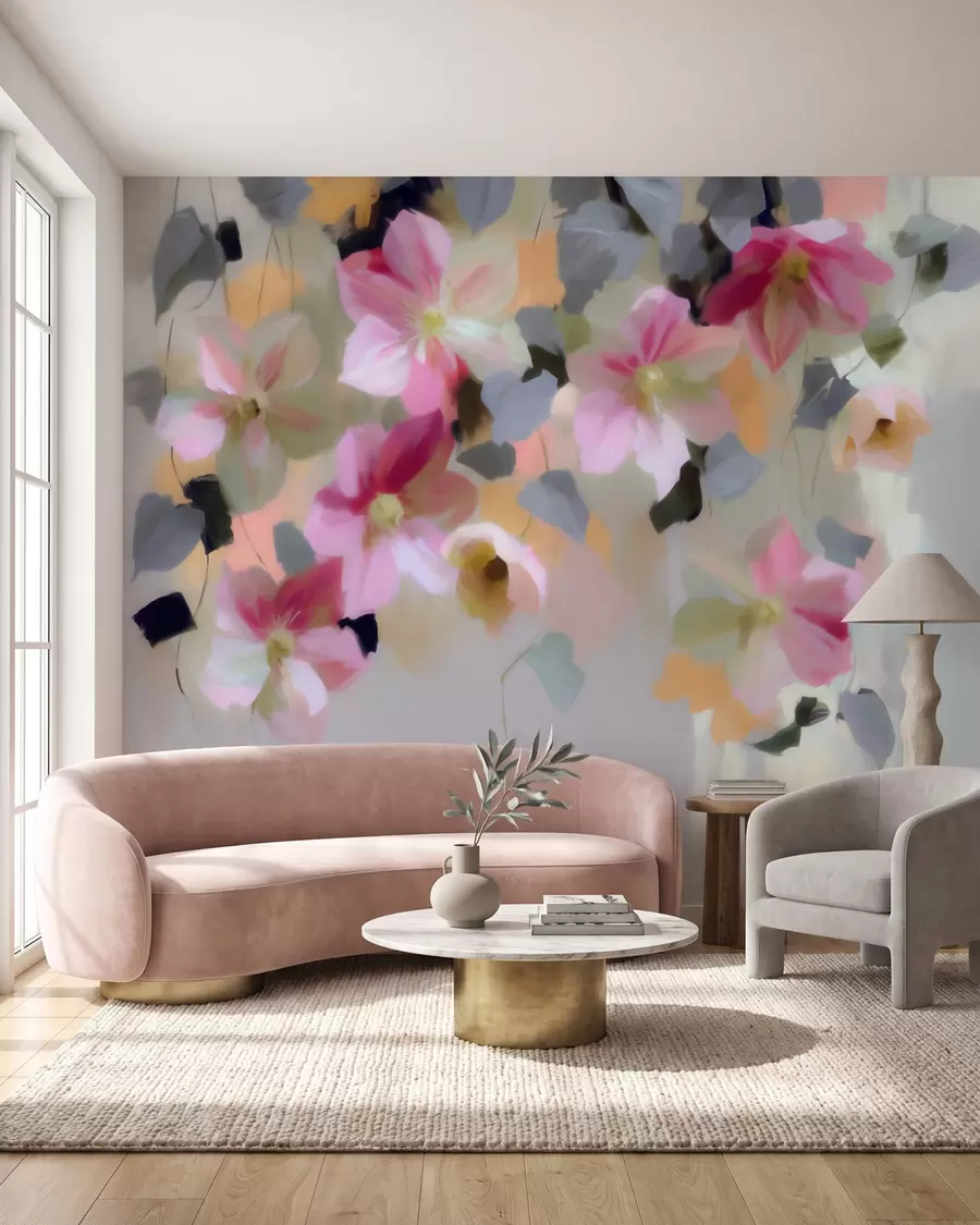 wall murals Bright and airy composition with hanging flowers in watercolor style w09931