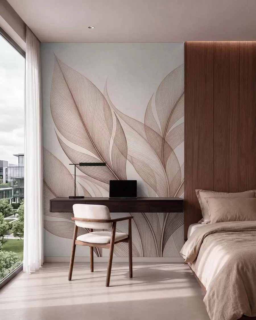 wall murals Elegant botanical composition with large stylized leaves w09944
