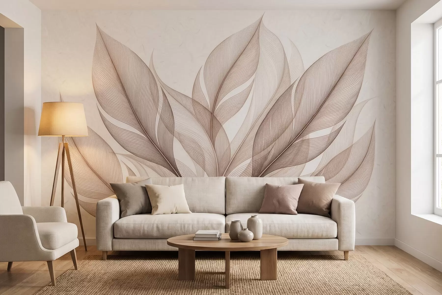 wall murals Elegant botanical composition with large stylized leaves w09944
