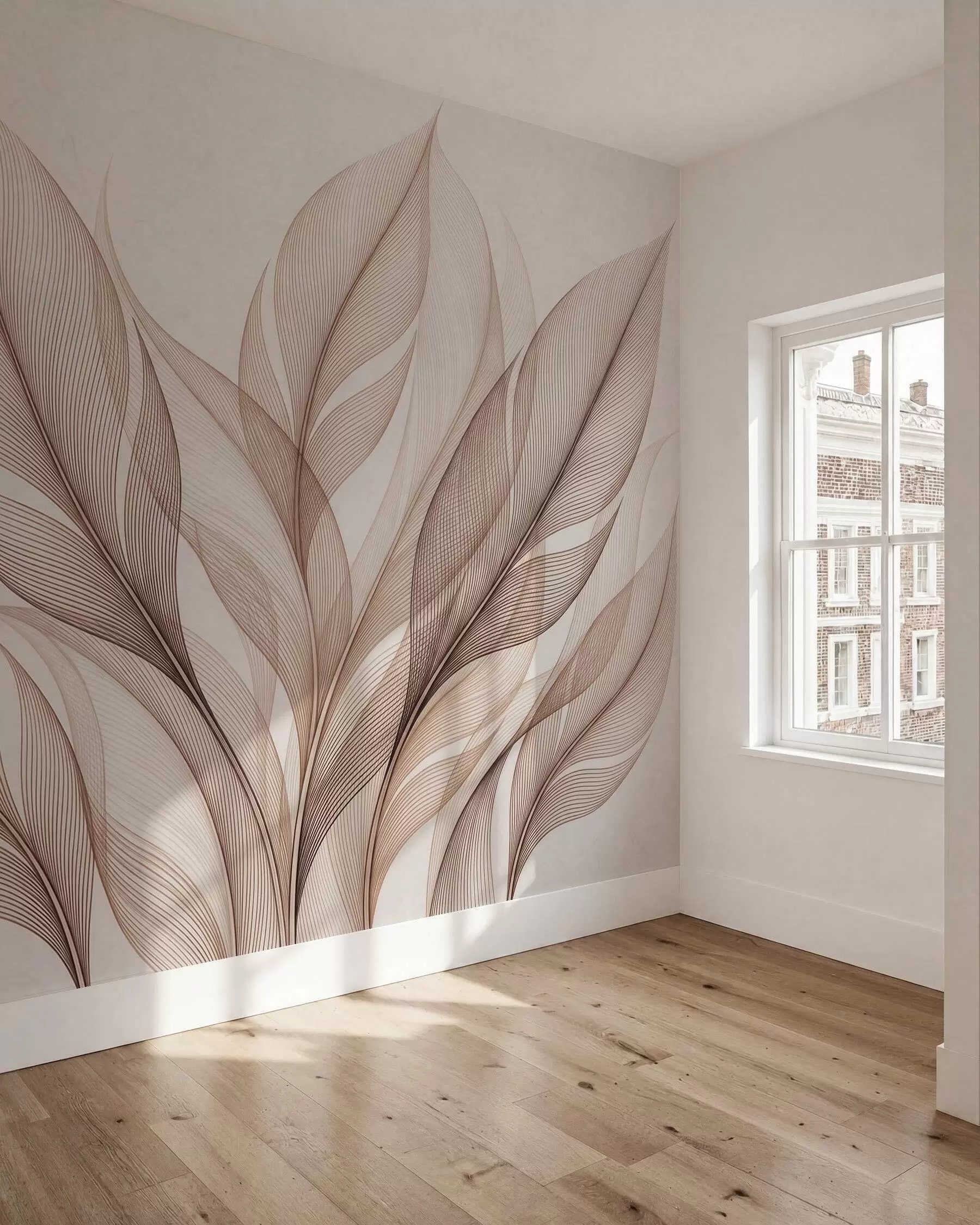 wall murals Elegant botanical composition with large stylized leaves w09944