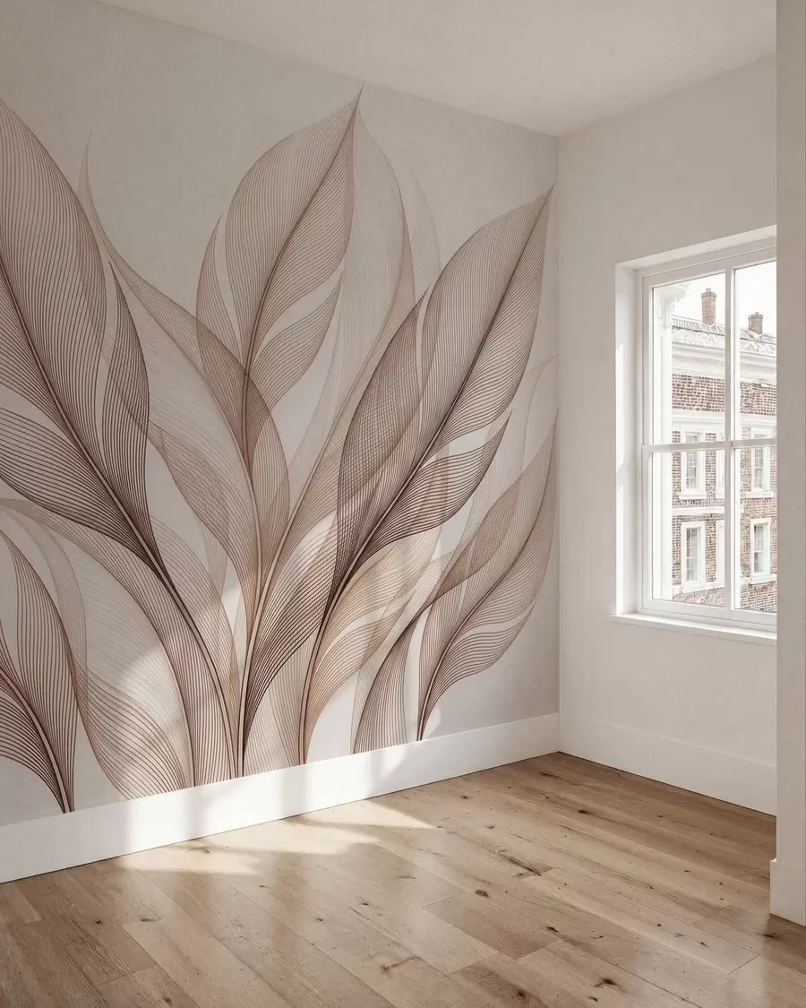 wall murals Elegant botanical composition with large stylized leaves w09944