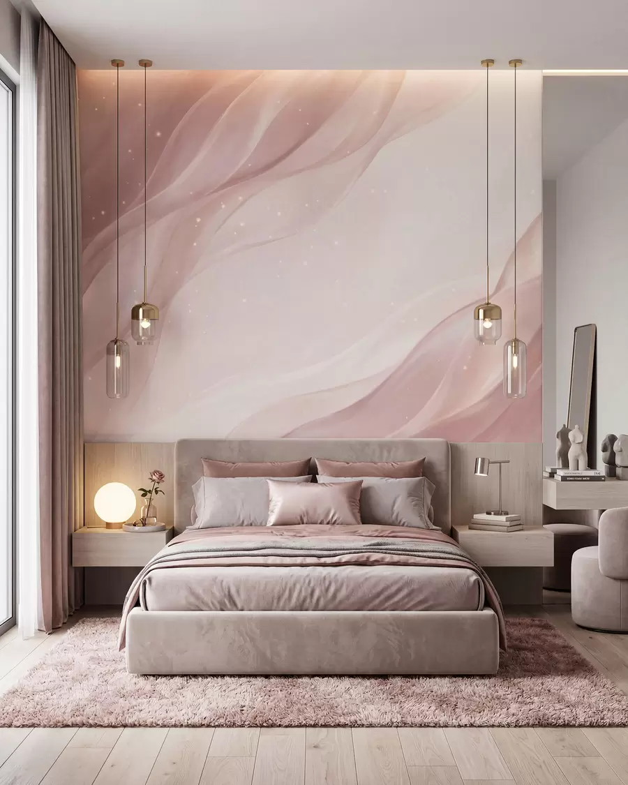 wall murals Delicate abstract composition in soft pink shades w09959