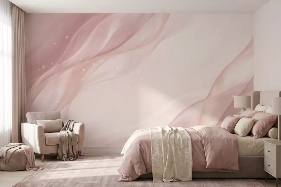 wall murals Delicate abstract composition in soft pink shades w09959