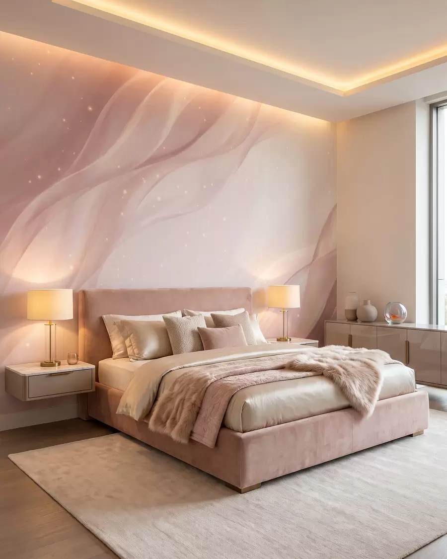 wall murals Delicate abstract composition in soft pink shades w09959