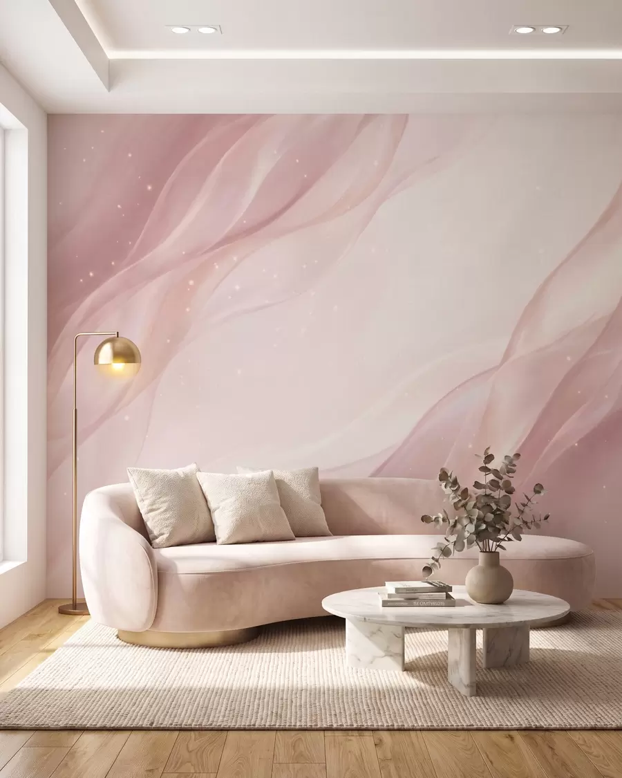 wall murals Delicate abstract composition in soft pink shades w09959