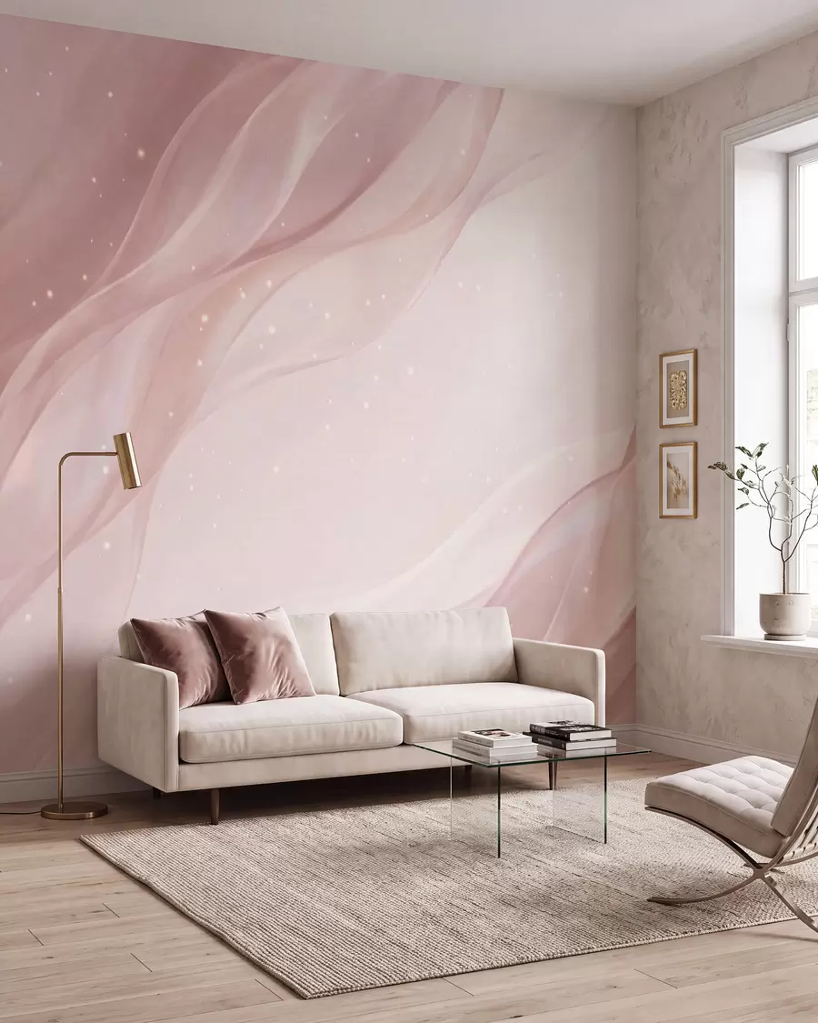 wall murals Delicate abstract composition in soft pink shades w09959
