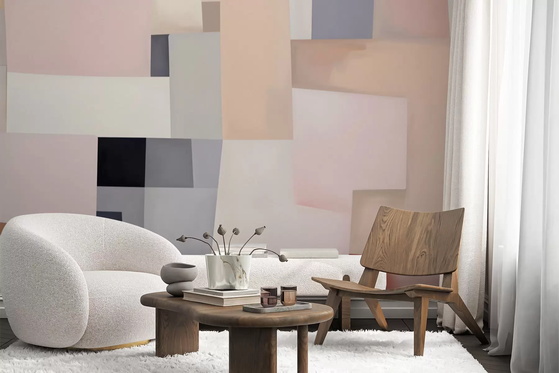 wall murals Geometric abstraction with imitation blur and texture w05785