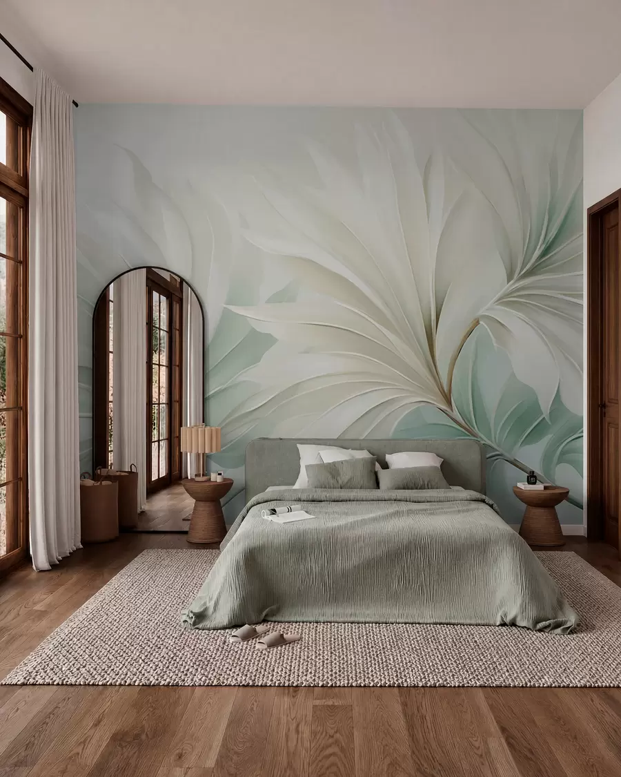 wall murals Tropical pointed leaves w05792