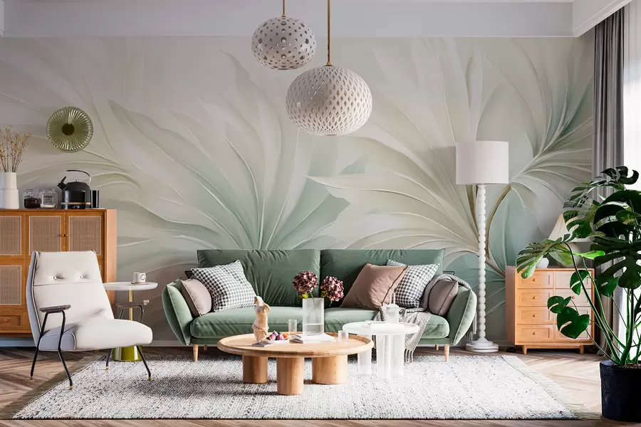 wall murals Tropical pointed leaves w05792