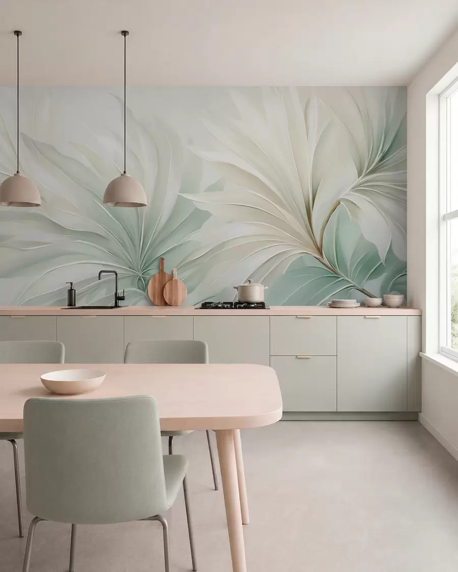 wall murals Tropical pointed leaves w05792