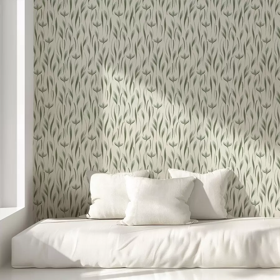 wall murals Stylized green leafy stems a01230v1