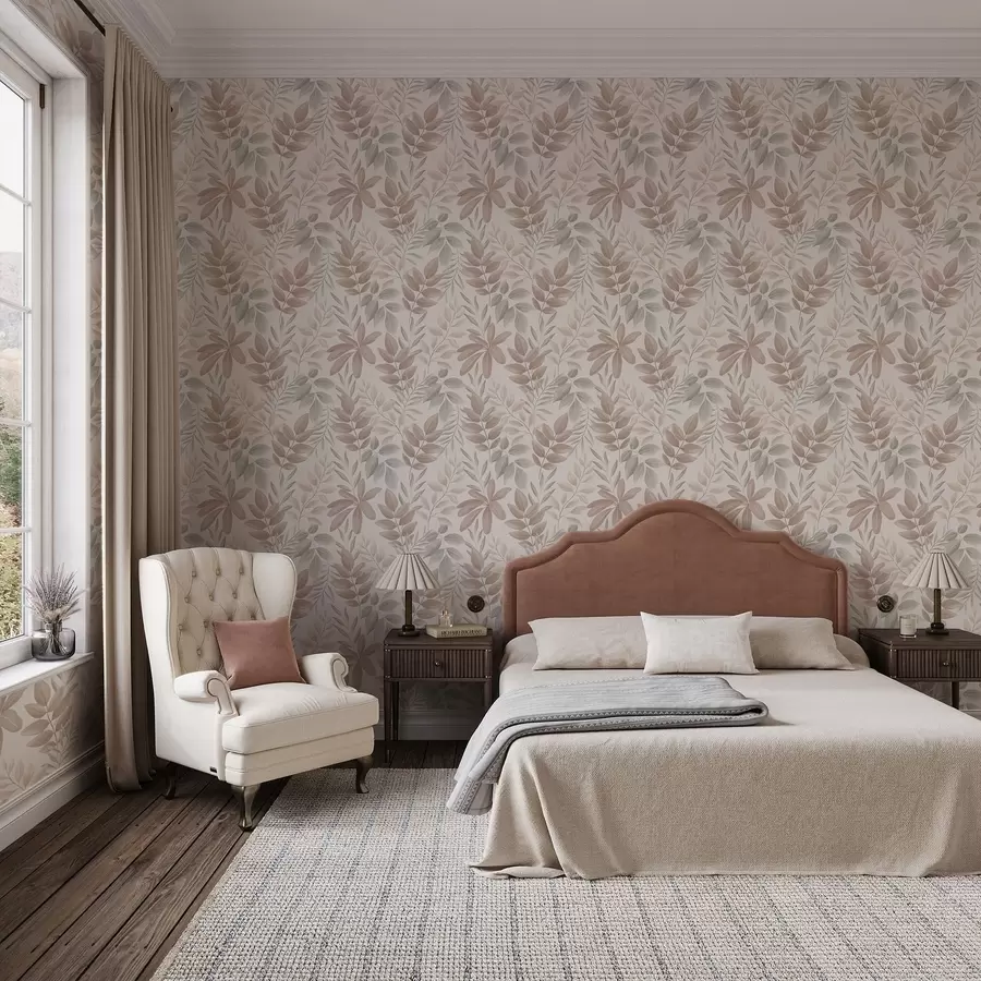 wall murals Soft foliage in pastel natural tones a01232