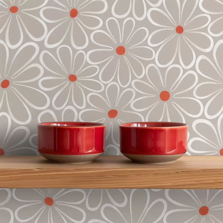 wall murals Outlined flowers with bright centers a01234v2