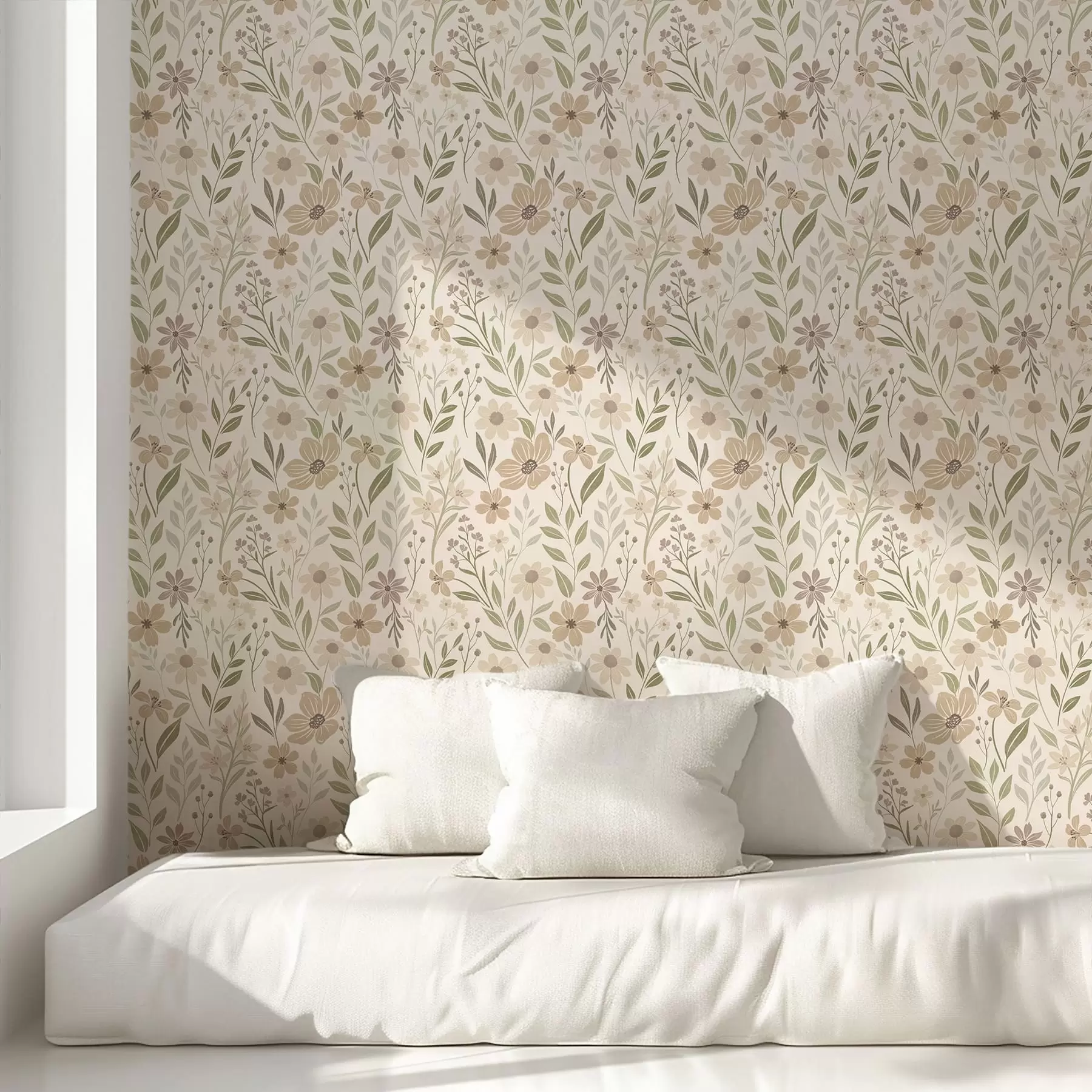 wall murals Delicate wildflowers in natural tones a01238