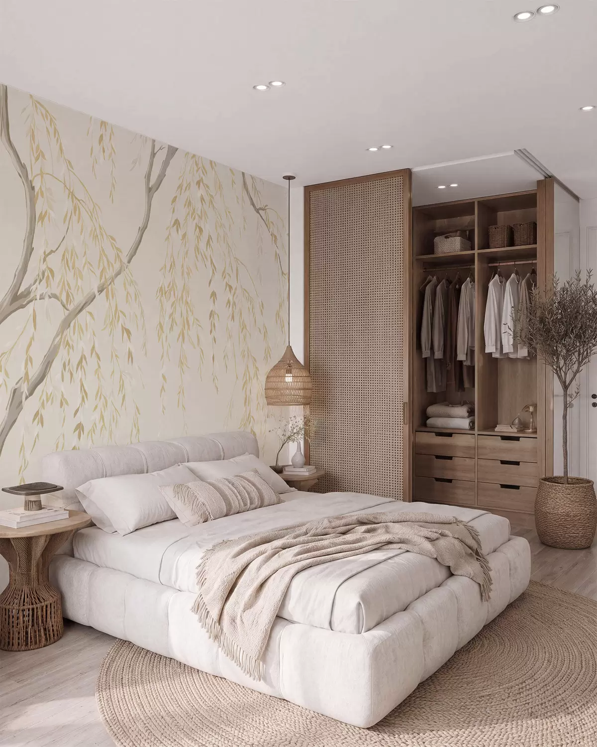 wall murals Hanging branches in light beige tones w05812v1