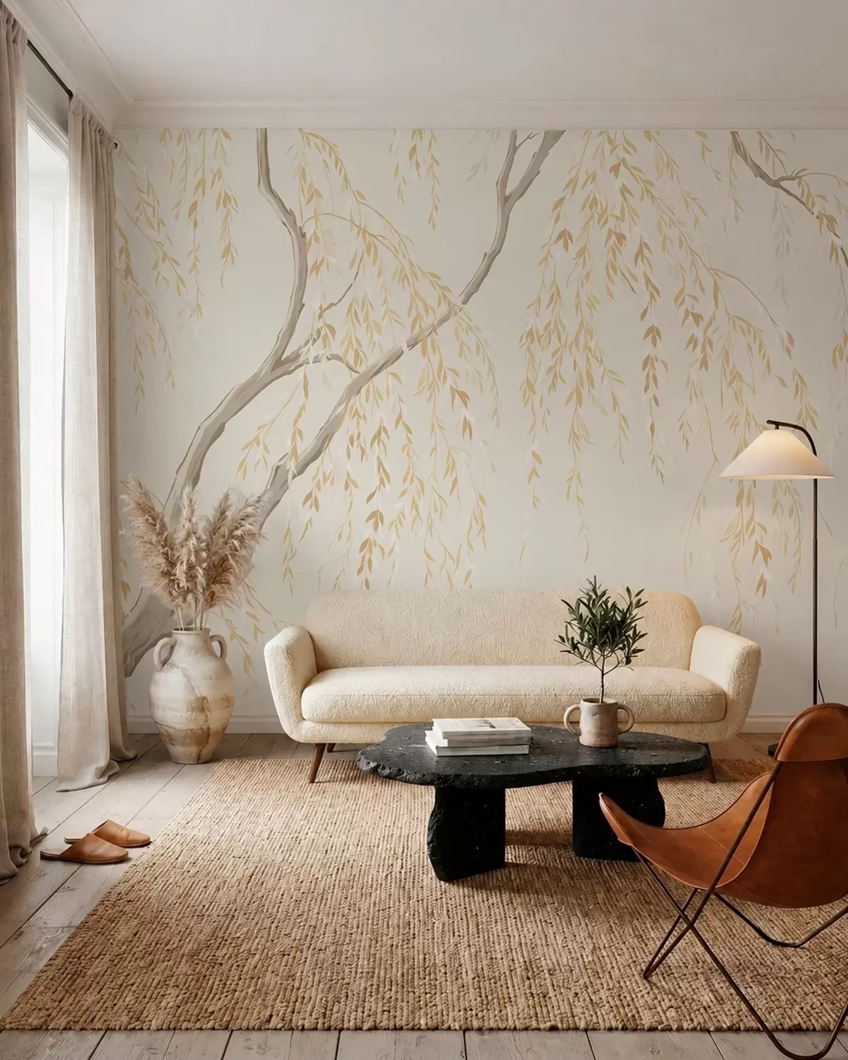 wall murals Hanging branches in light beige tones w05812v1