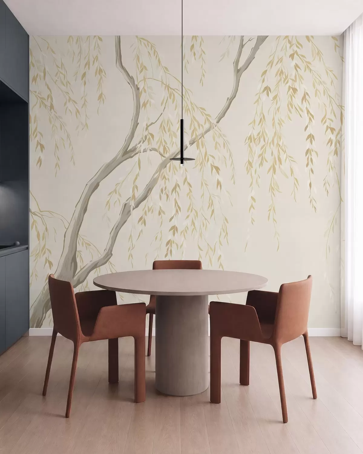 wall murals Hanging branches in light beige tones w05812v1
