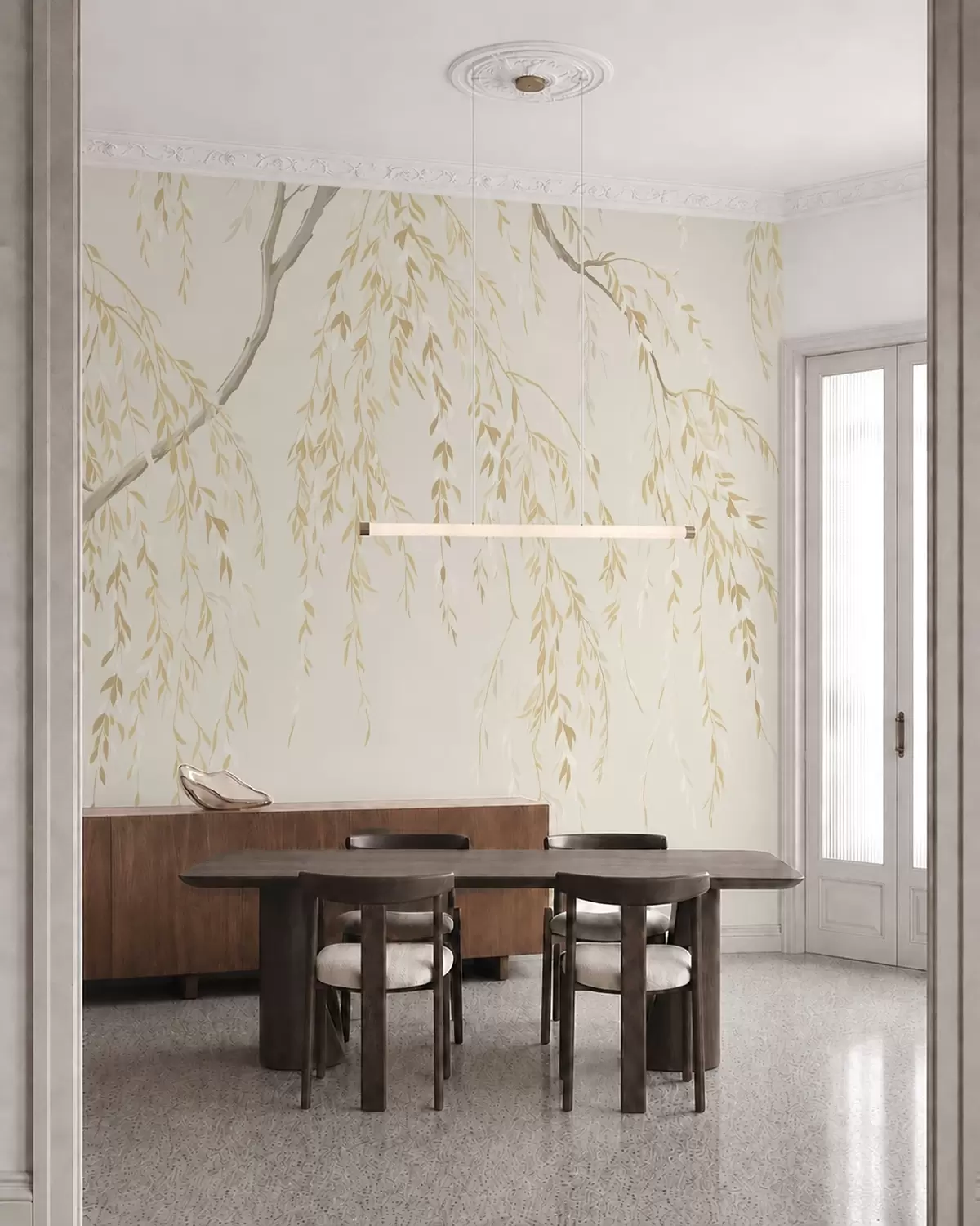 wall murals Hanging branches in light beige tones w05812v1