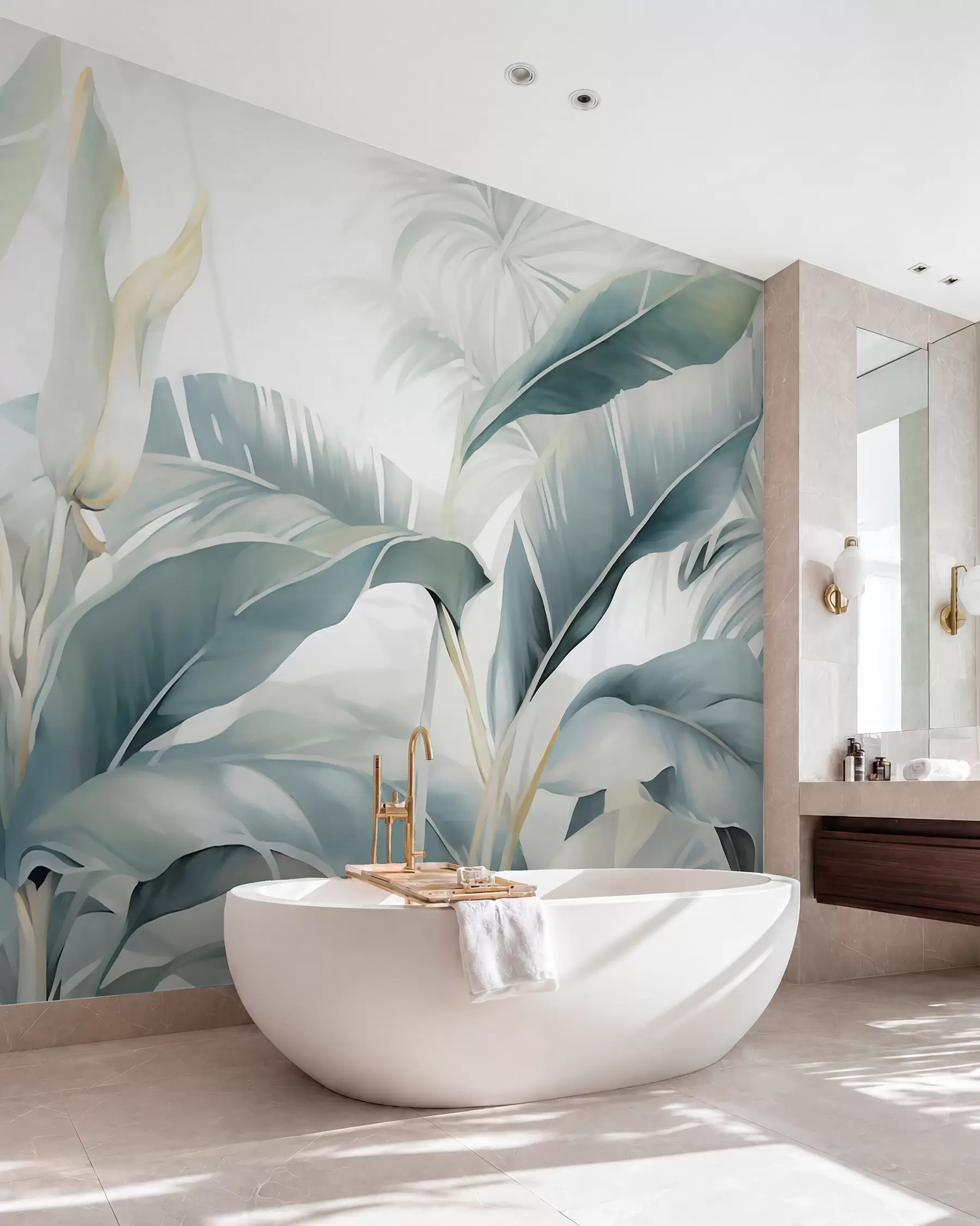 wall murals Azure Banana Leaves w05775